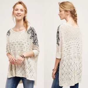 Anthropologie Knitted & Knotted Embroidered Launa Poncho